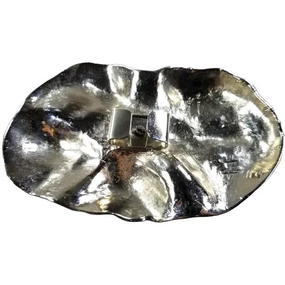 Charmant Brutalist Women's Belt Buckle Polished Lucky Silver Nugget 80s Design - Picture 3 of 6